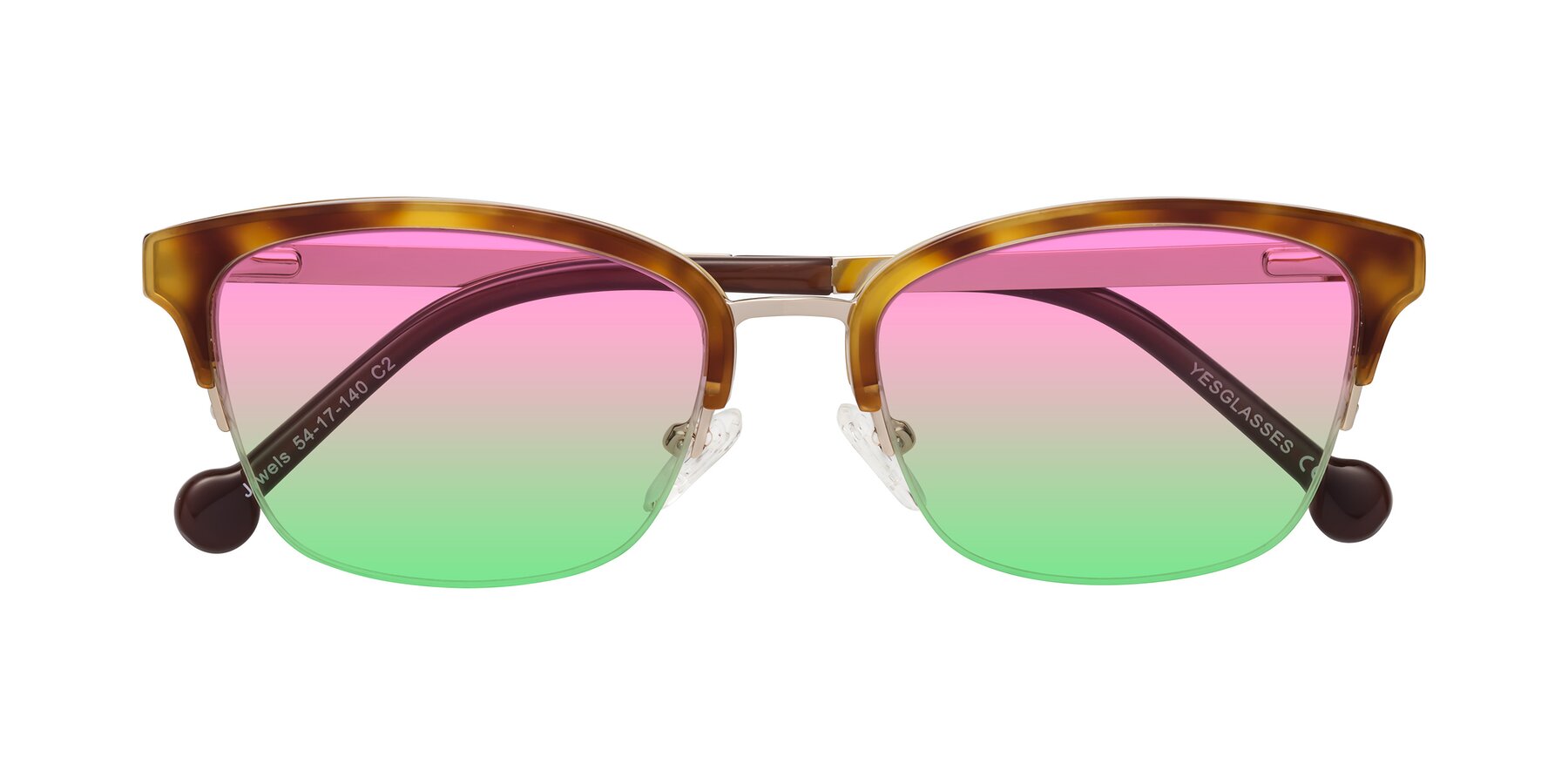 Folded Front of Jewels in Tortoise-Gold with Pink / Green Gradient Lenses