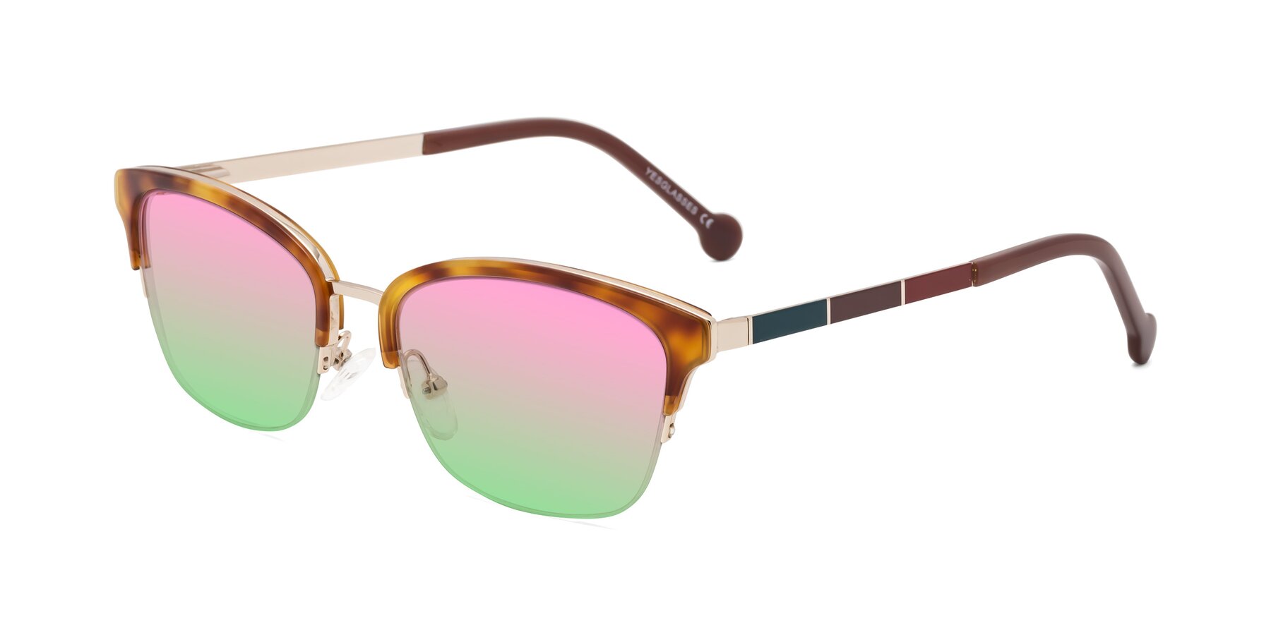 Angle of Jewels in Tortoise-Gold with Pink / Green Gradient Lenses