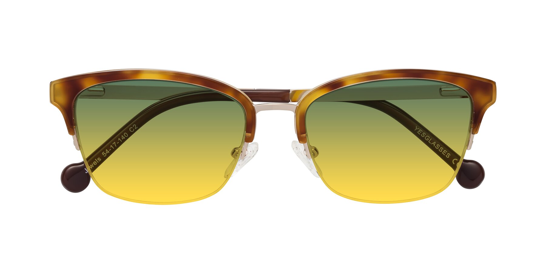 Folded Front of Jewels in Tortoise-Gold with Green / Yellow Gradient Lenses