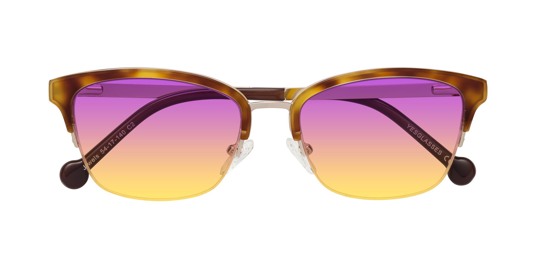 Folded Front of Jewels in Tortoise-Gold with Purple / Yellow Gradient Lenses