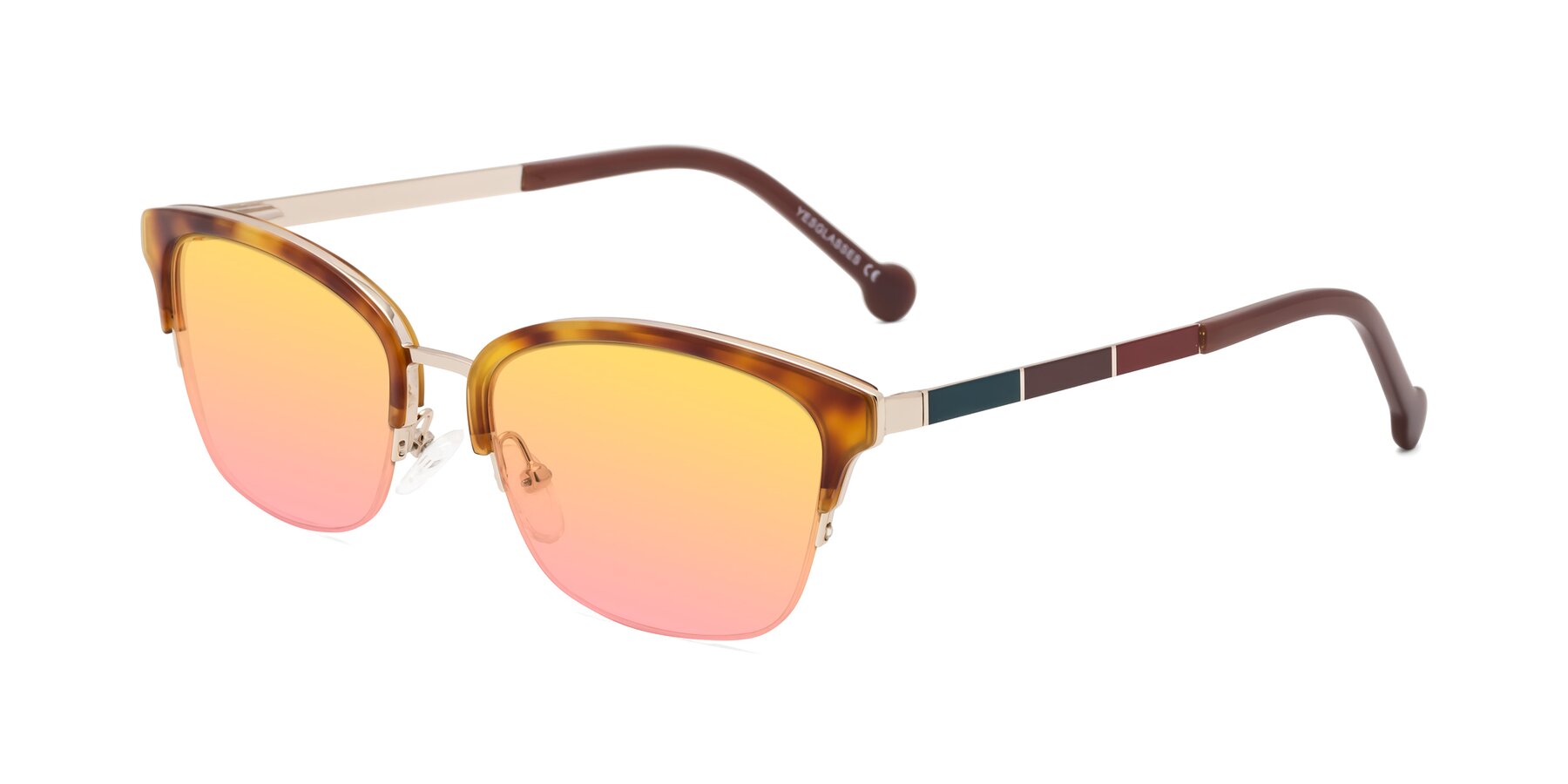 Angle of Jewels in Tortoise-Gold with Yellow / Pink Gradient Lenses