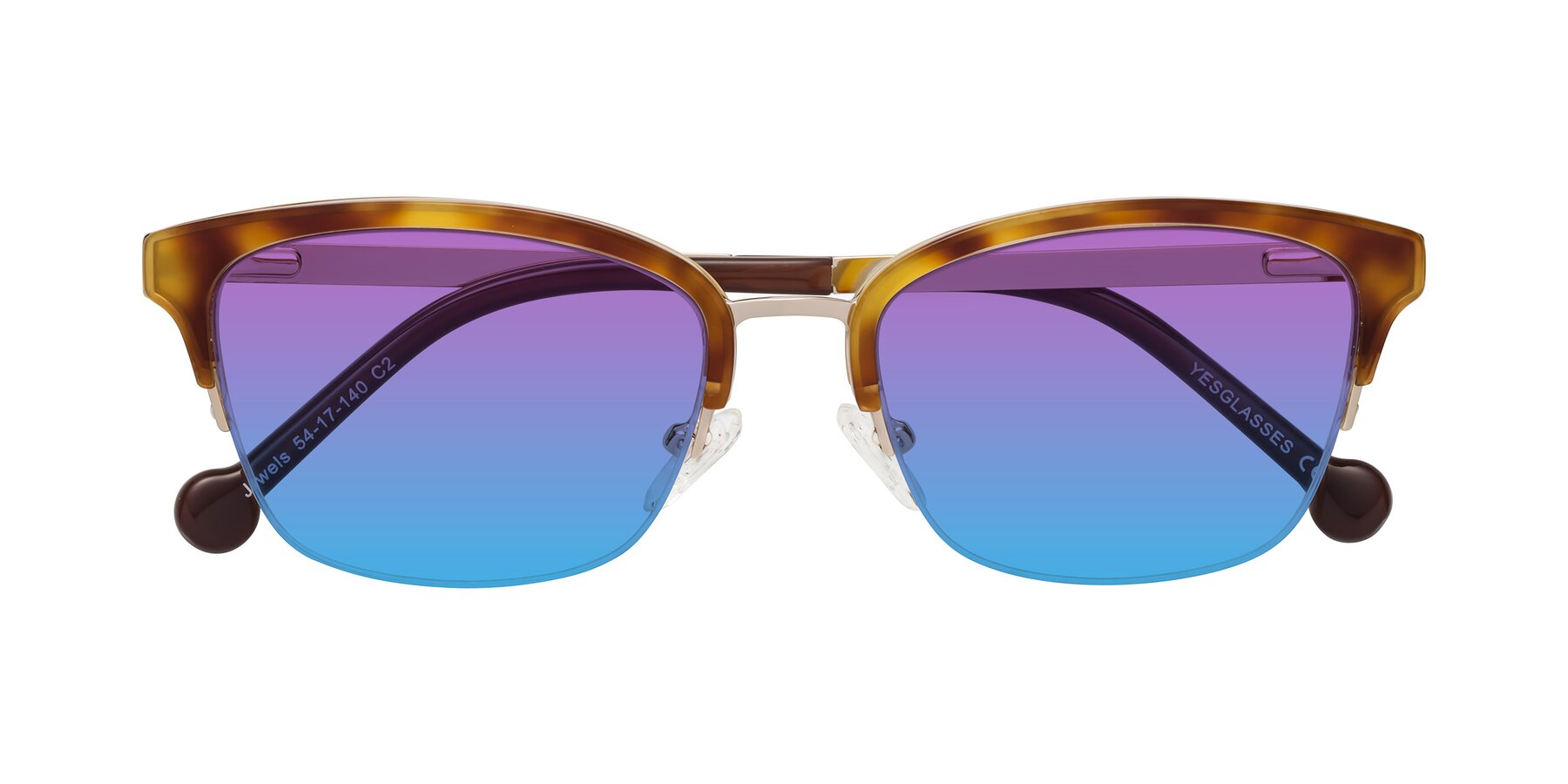 Folded Front of Jewels in Tortoise-Gold with Purple / Blue Gradient Lenses