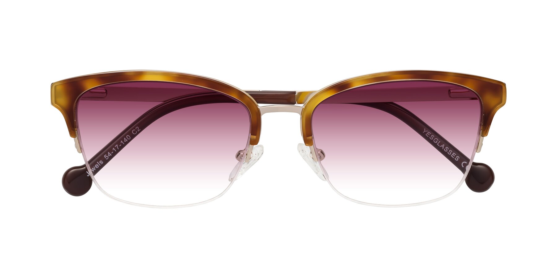 Folded Front of Jewels in Tortoise-Gold with Wine Gradient Lenses