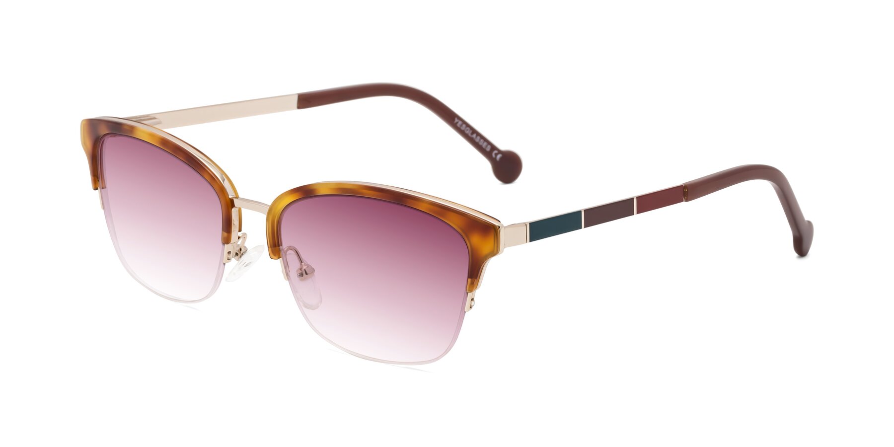 Angle of Jewels in Tortoise-Gold with Wine Gradient Lenses