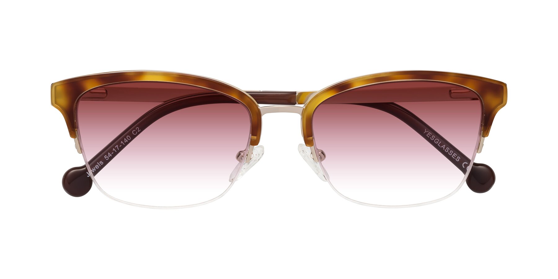 Folded Front of Jewels in Tortoise-Gold with Garnet Gradient Lenses