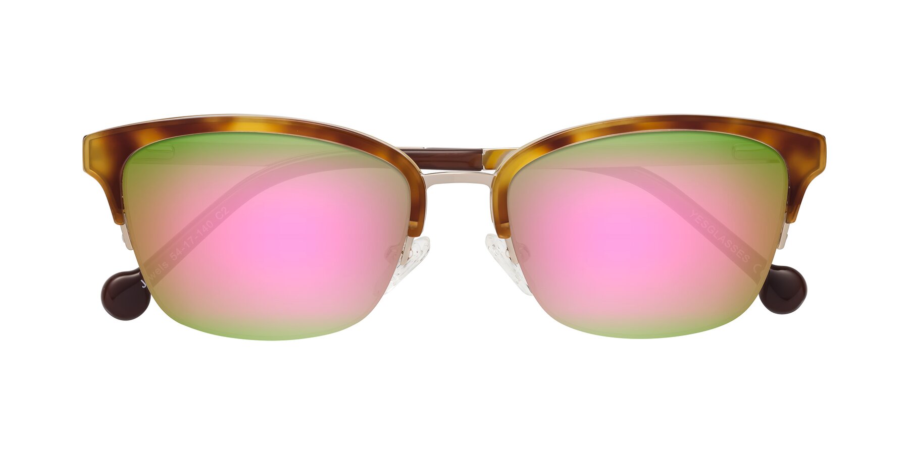 Folded Front of Jewels in Tortoise-Gold with Pink Mirrored Lenses