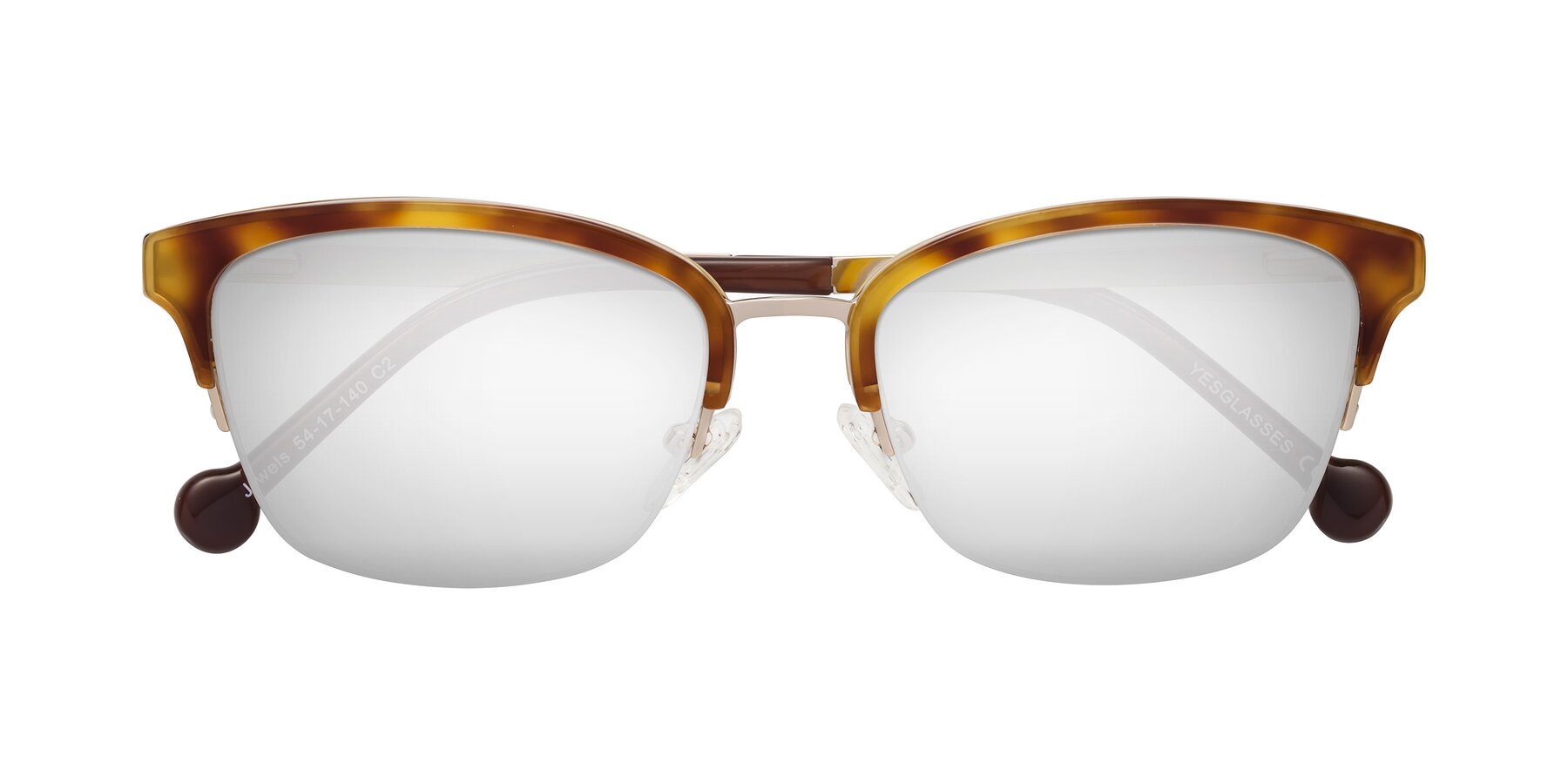 Folded Front of Jewels in Tortoise-Gold with Silver Mirrored Lenses