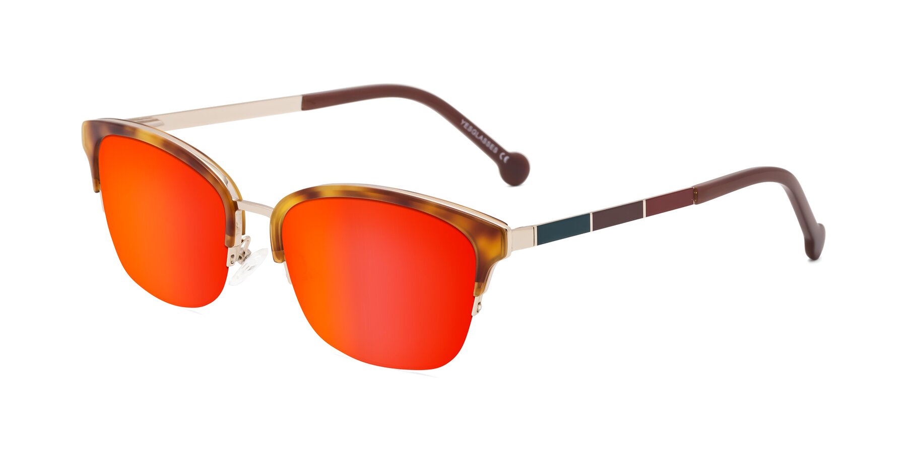 Angle of Jewels in Tortoise-Gold with Red Gold Mirrored Lenses