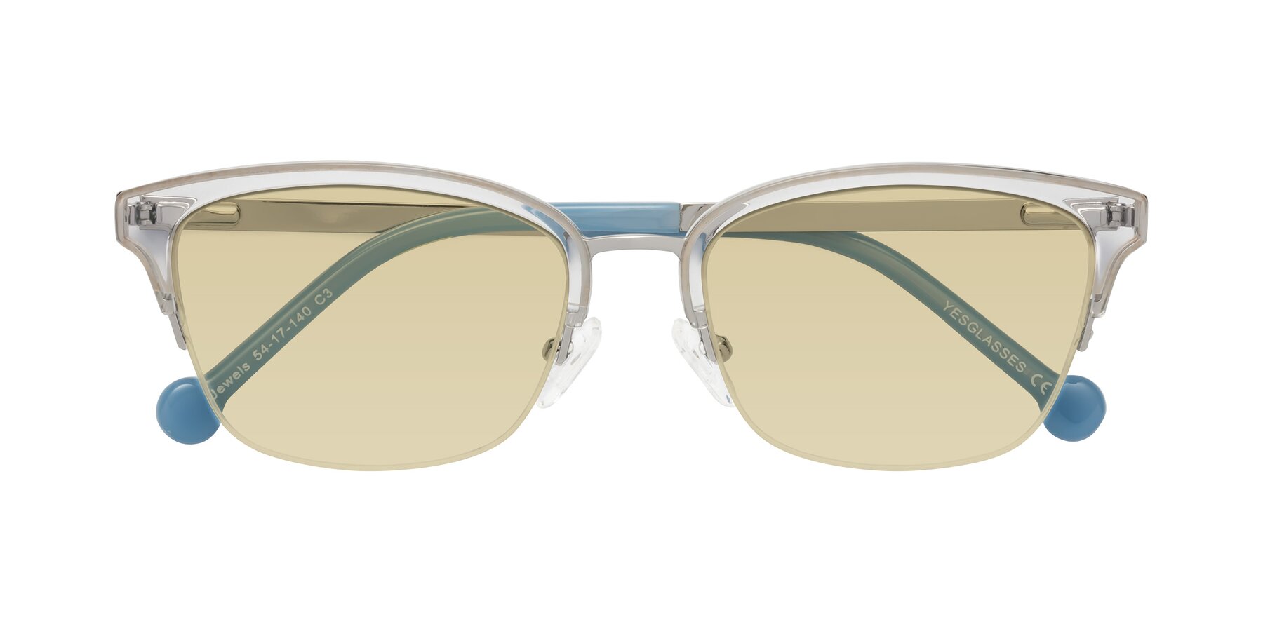 Folded Front of Jewels in Clear-Silver with Light Champagne Tinted Lenses