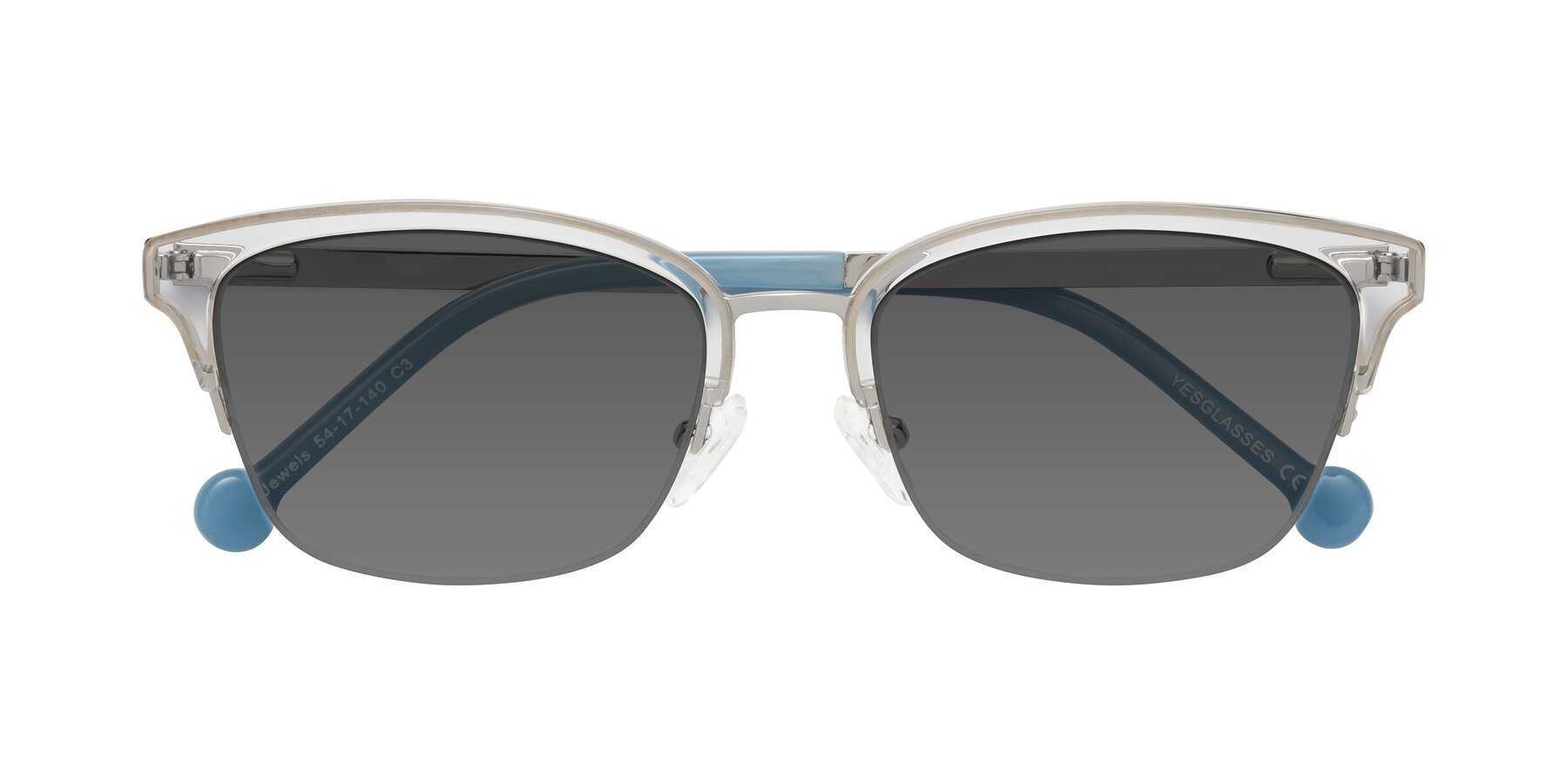 Folded Front of Jewels in Clear-Silver with Medium Gray Tinted Lenses