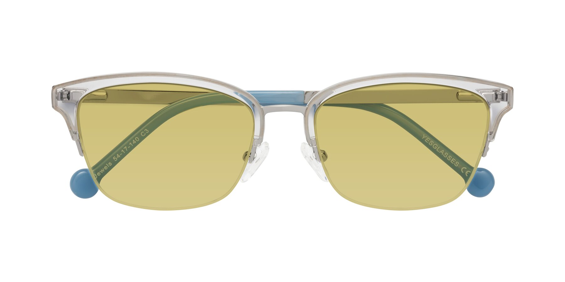 Folded Front of Jewels in Clear-Silver with Medium Champagne Tinted Lenses