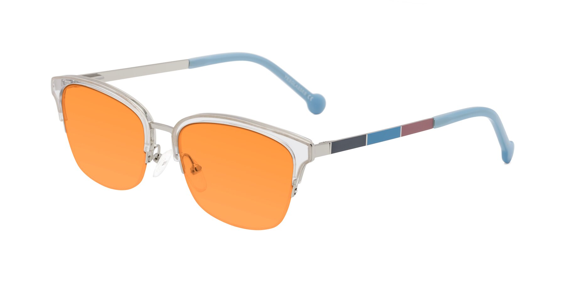 Angle of Jewels in Clear-Silver with Orange Tinted Lenses