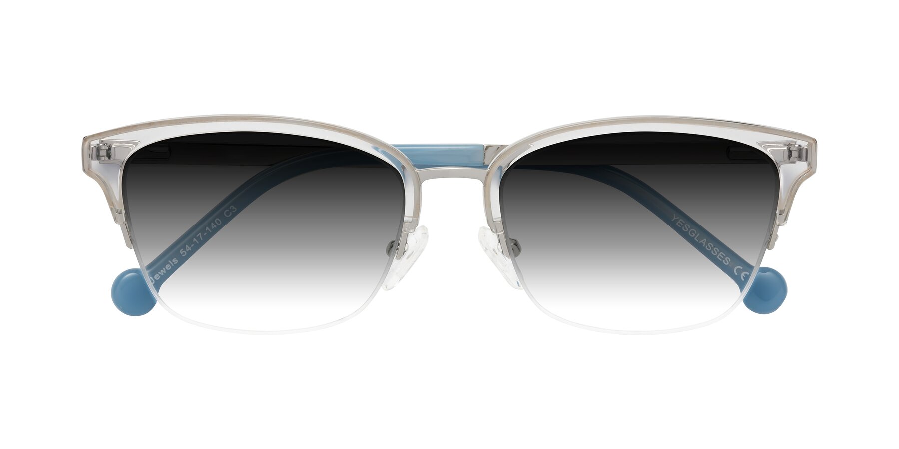 Folded Front of Jewels in Clear-Silver with Gray Gradient Lenses