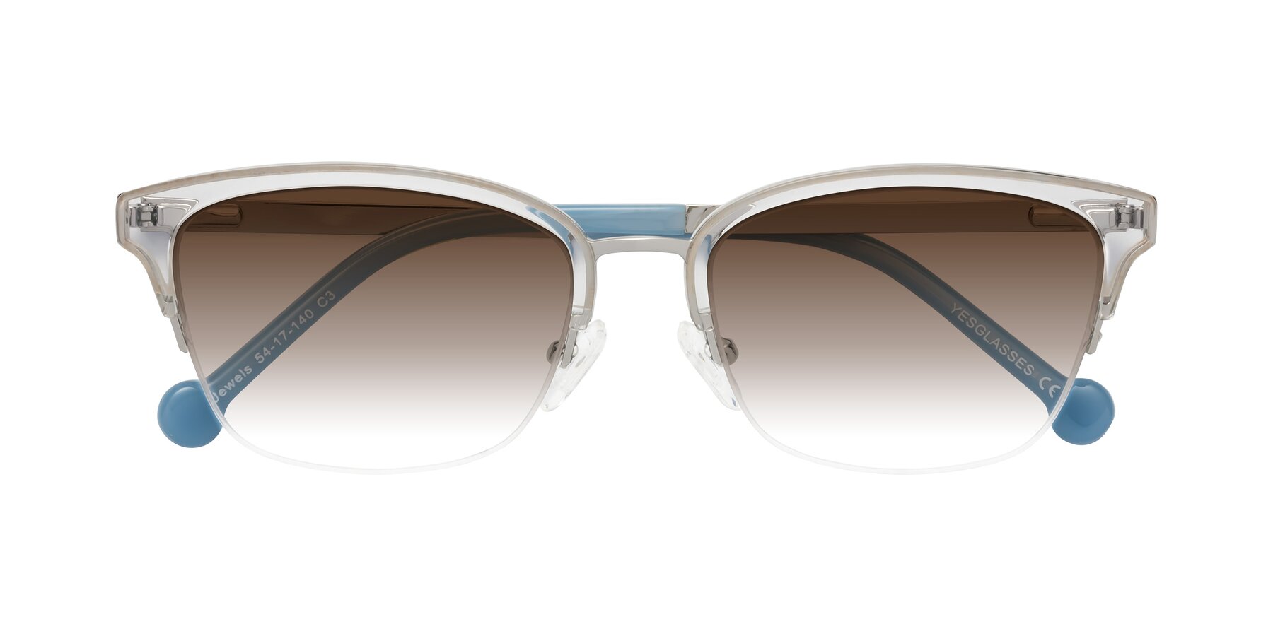 Folded Front of Jewels in Clear-Silver with Brown Gradient Lenses