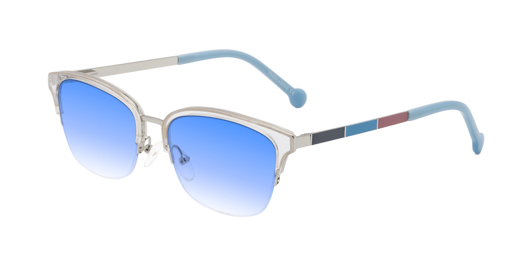 Angle of Jewels in Clear-Silver with Blue Gradient Lenses