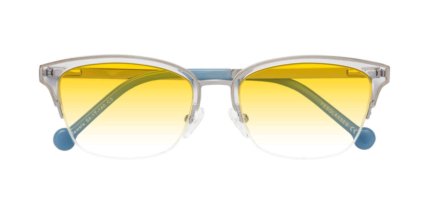 Folded Front of Jewels in Clear-Silver with Yellow Gradient Lenses