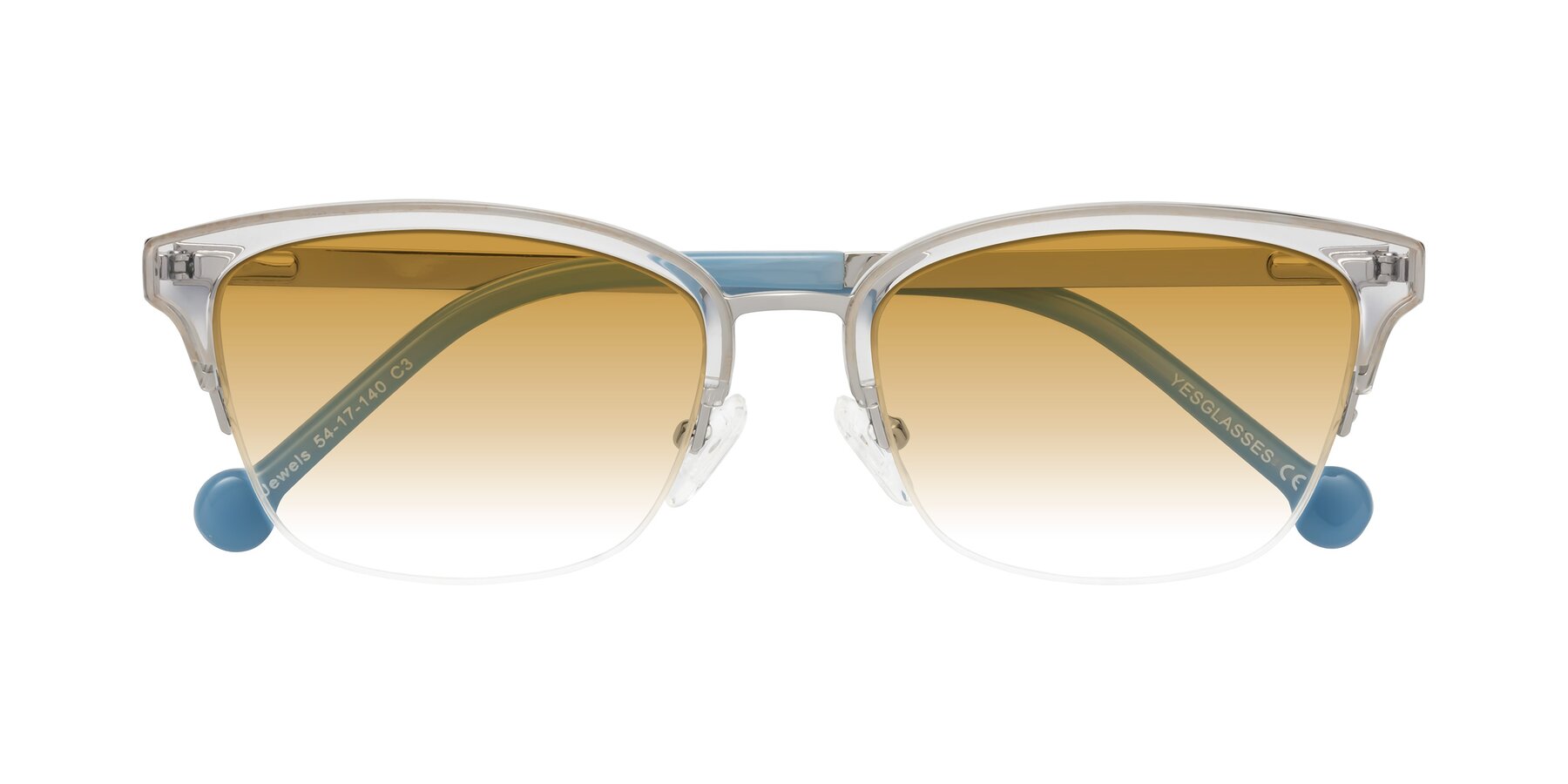 Folded Front of Jewels in Clear-Silver with Champagne Gradient Lenses