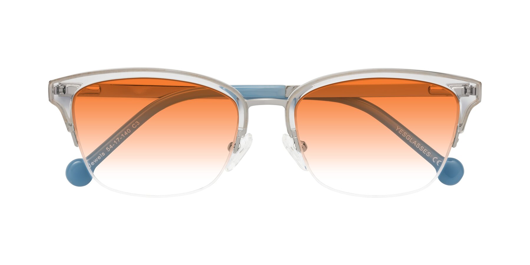 Folded Front of Jewels in Clear-Silver with Orange Gradient Lenses