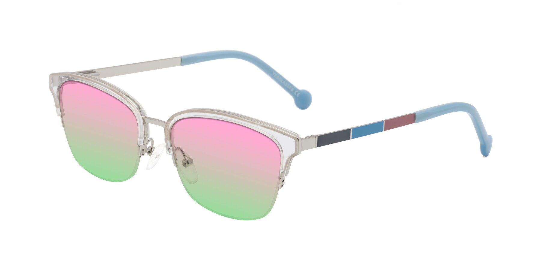 Angle of Jewels in Clear-Silver with Pink / Green Gradient Lenses