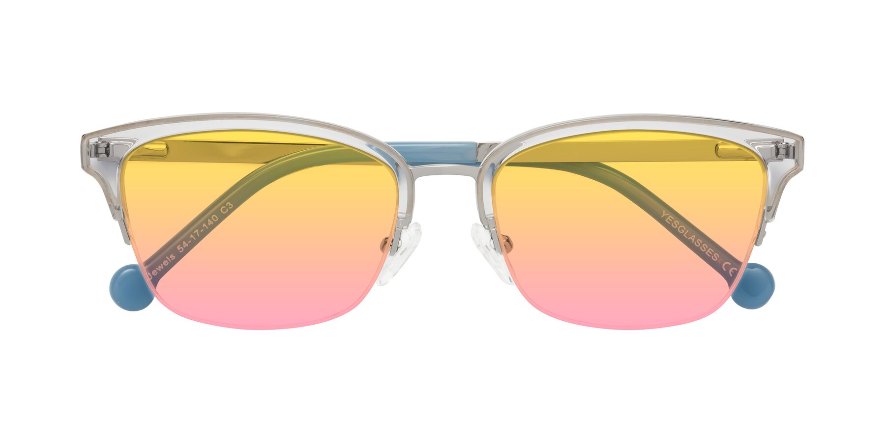 Folded Front of Jewels in Clear-Silver with Yellow / Pink Gradient Lenses