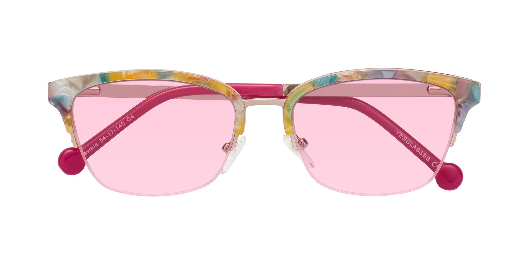 Folded Front of Jewels in Fruit-Rose Gold with Light Pink Tinted Lenses