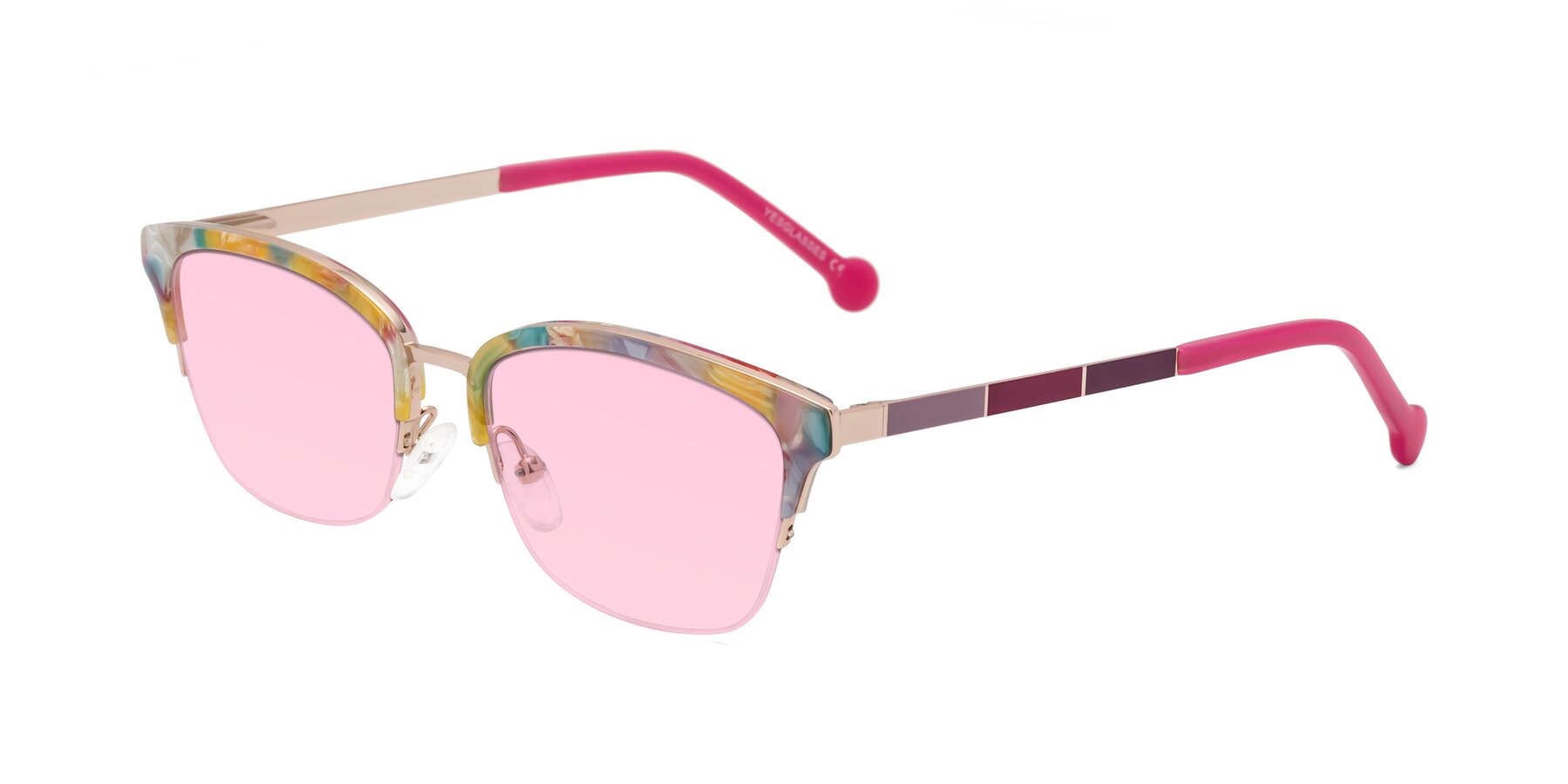 Angle of Jewels in Fruit-Rose Gold with Light Pink Tinted Lenses