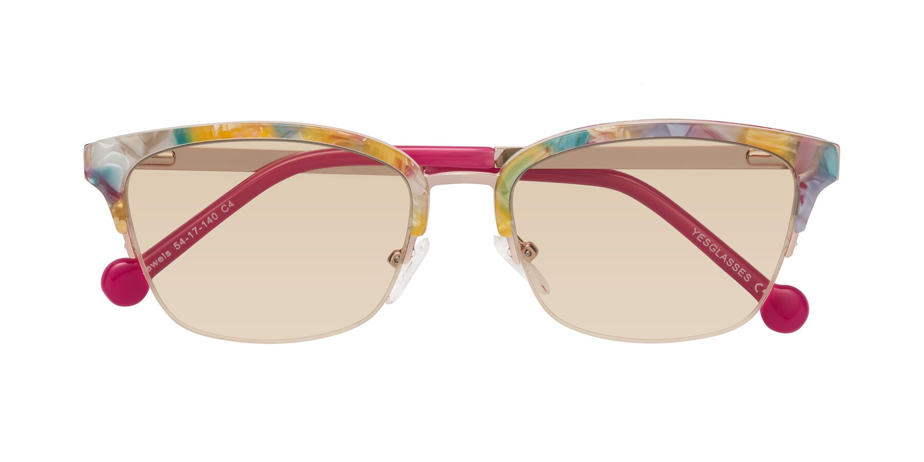 Folded Front of Jewels in Fruit-Rose Gold with Light Brown Tinted Lenses