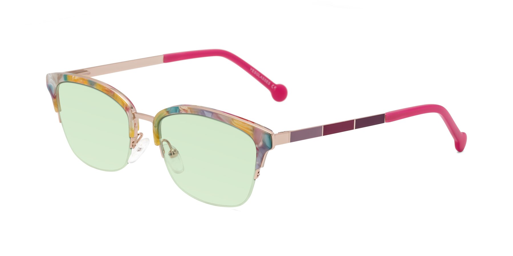 Angle of Jewels in Fruit-Rose Gold with Light Green Tinted Lenses