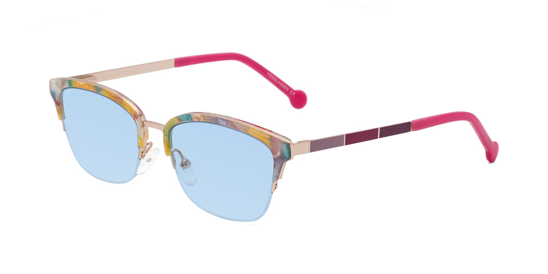 Angle of Jewels in Fruit-Rose Gold with Light Blue Tinted Lenses