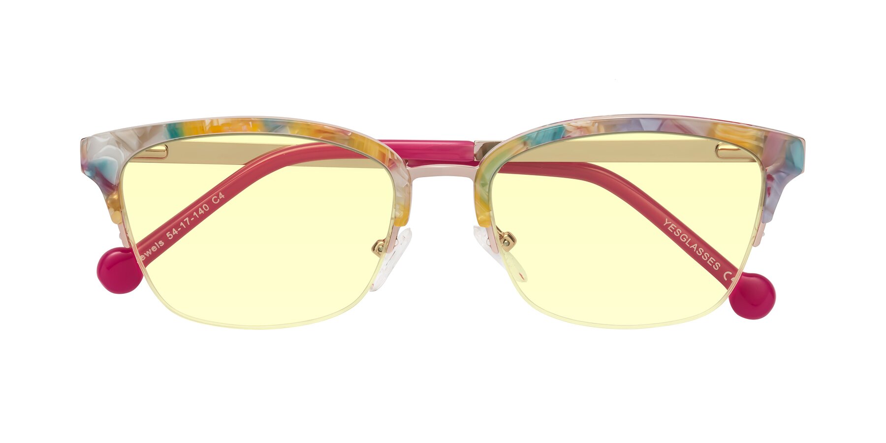 Folded Front of Jewels in Fruit-Rose Gold with Light Yellow Tinted Lenses