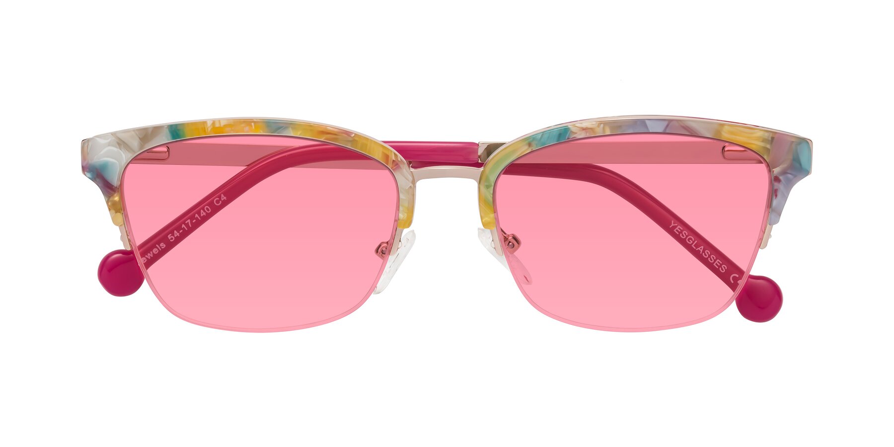 Folded Front of Jewels in Fruit-Rose Gold with Pink Tinted Lenses