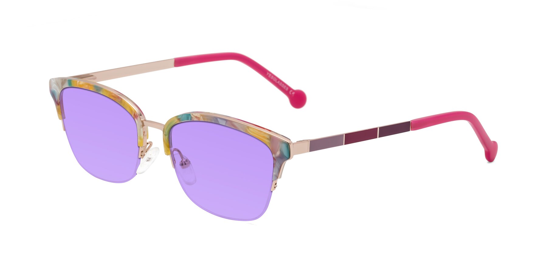 Angle of Jewels in Fruit-Rose Gold with Medium Purple Tinted Lenses