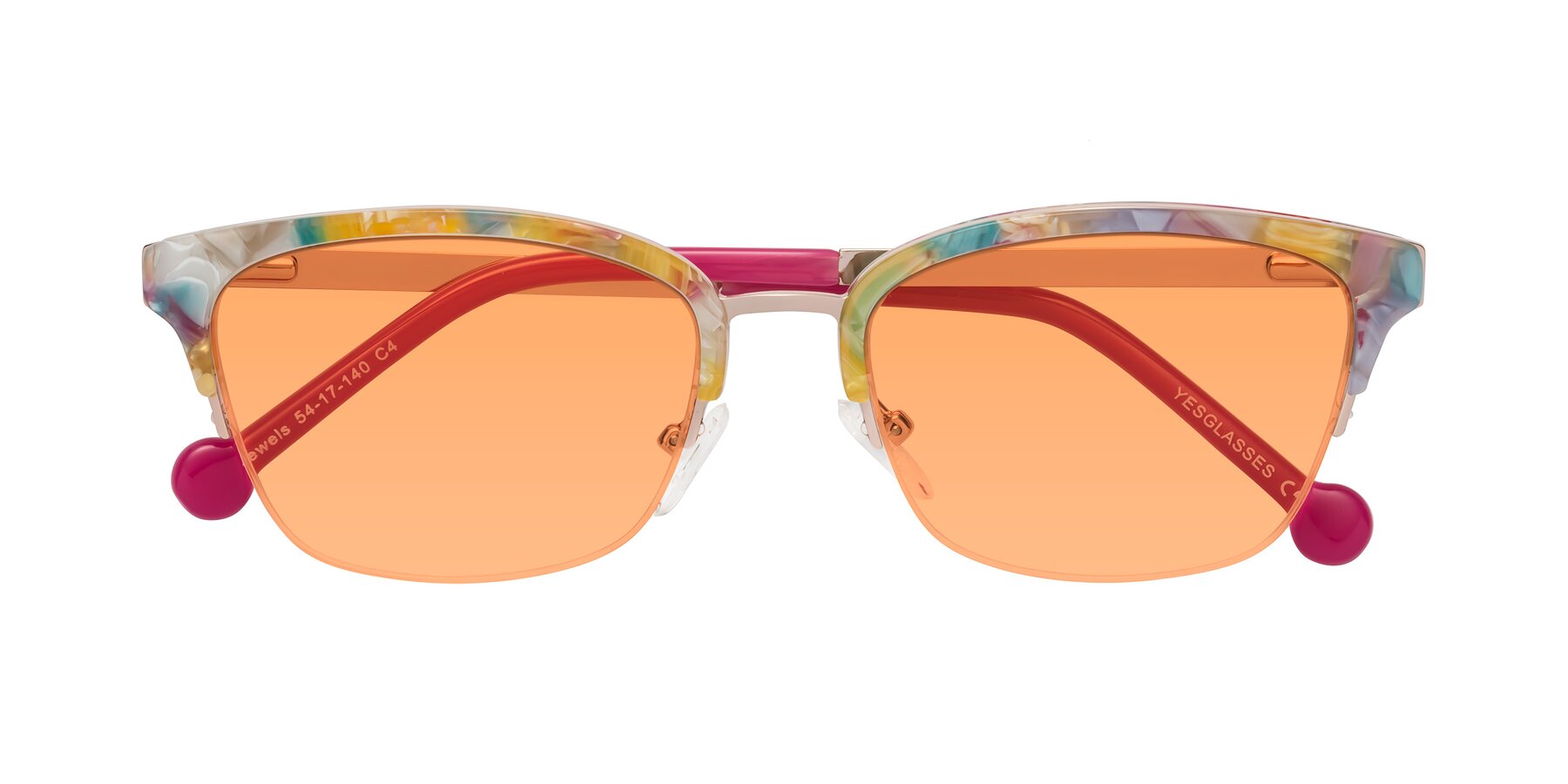 Folded Front of Jewels in Fruit-Rose Gold with Medium Orange Tinted Lenses