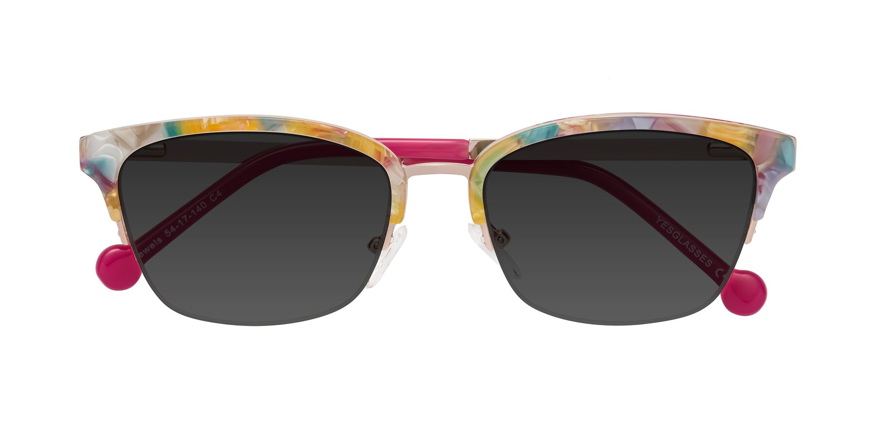 Folded Front of Jewels in Fruit-Rose Gold with Gray Tinted Lenses