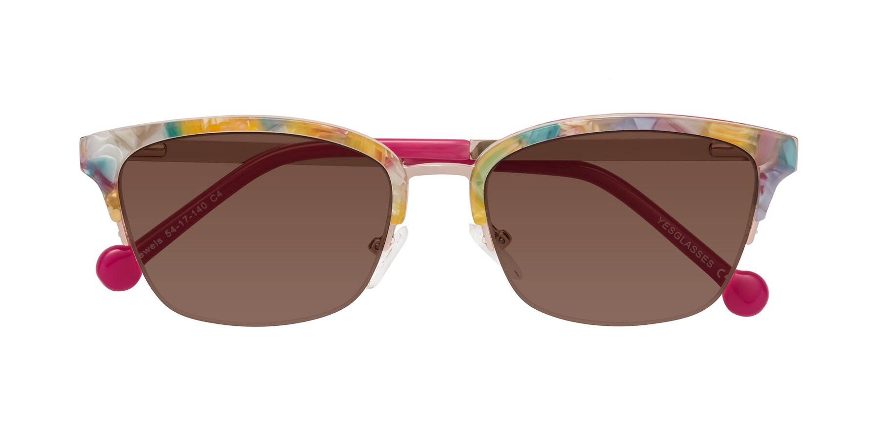 Folded Front of Jewels in Fruit-Rose Gold with Brown Tinted Lenses