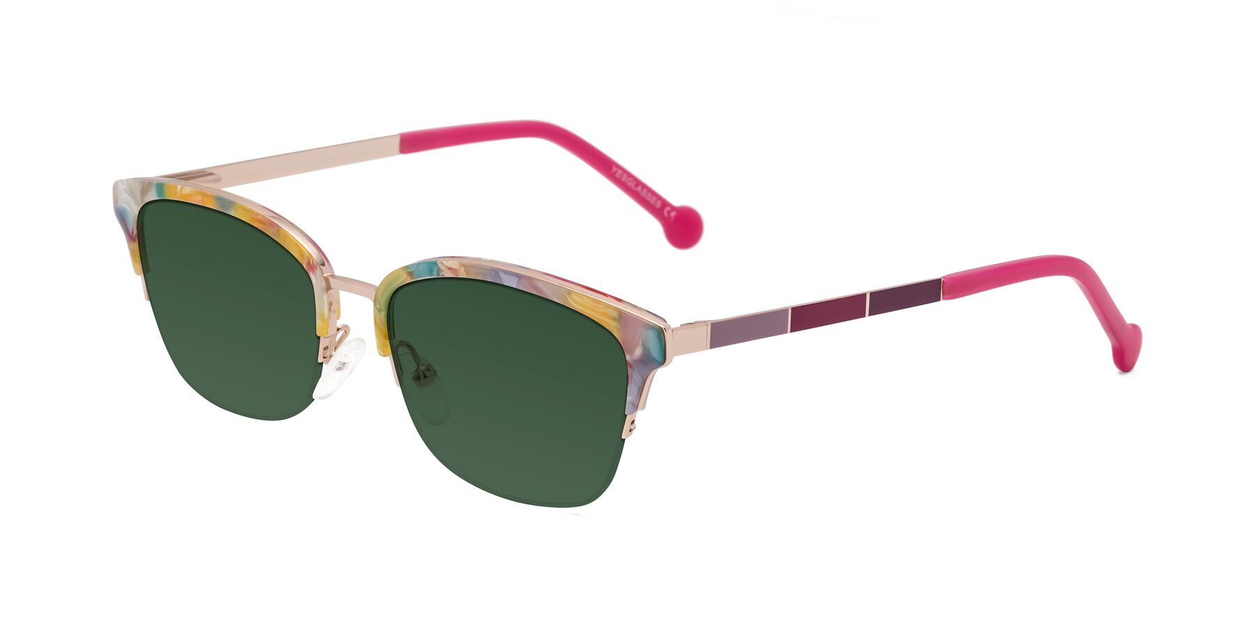 Angle of Jewels in Fruit-Rose Gold with Green Tinted Lenses