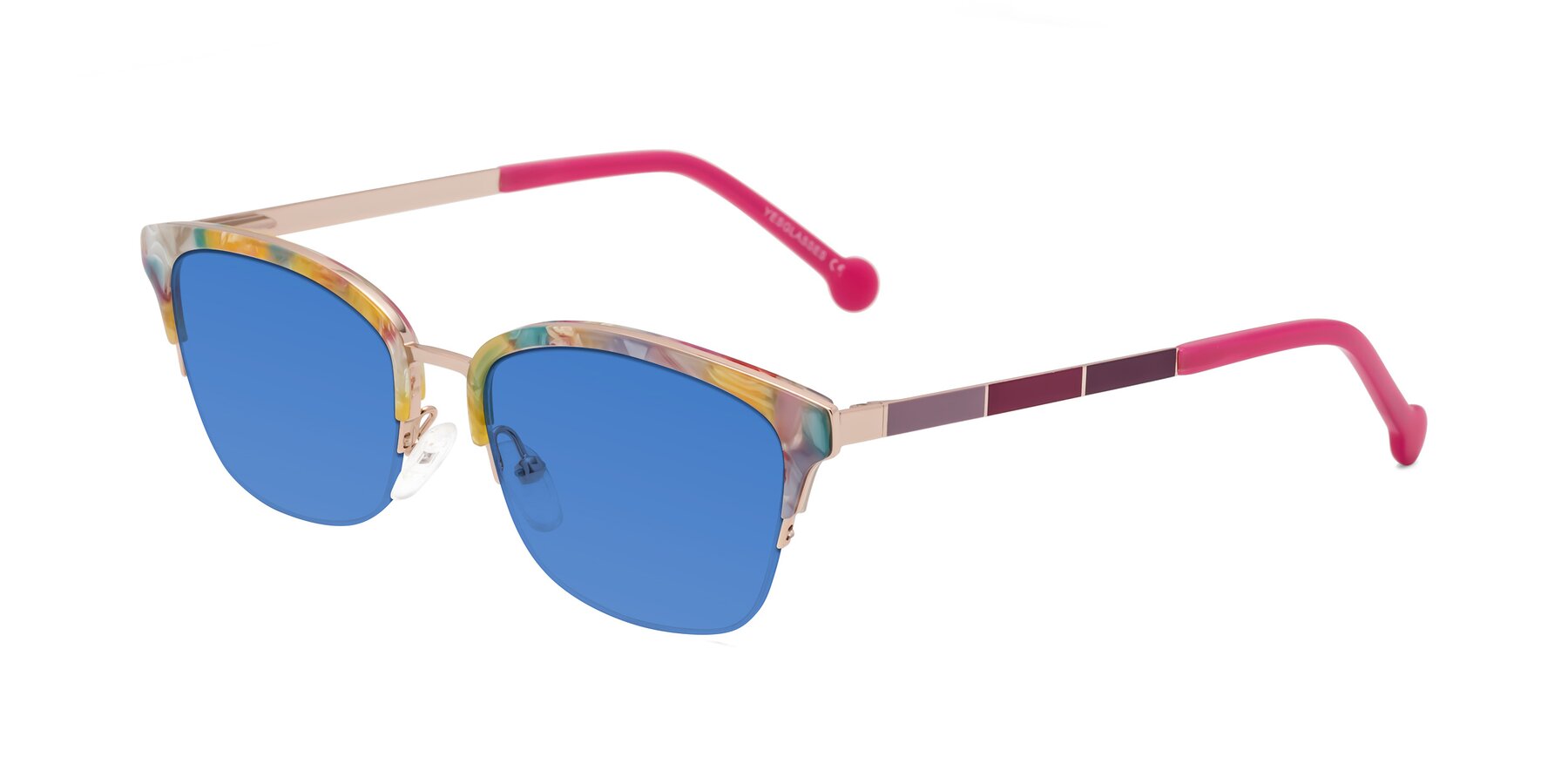 Angle of Jewels in Fruit-Rose Gold with Blue Tinted Lenses