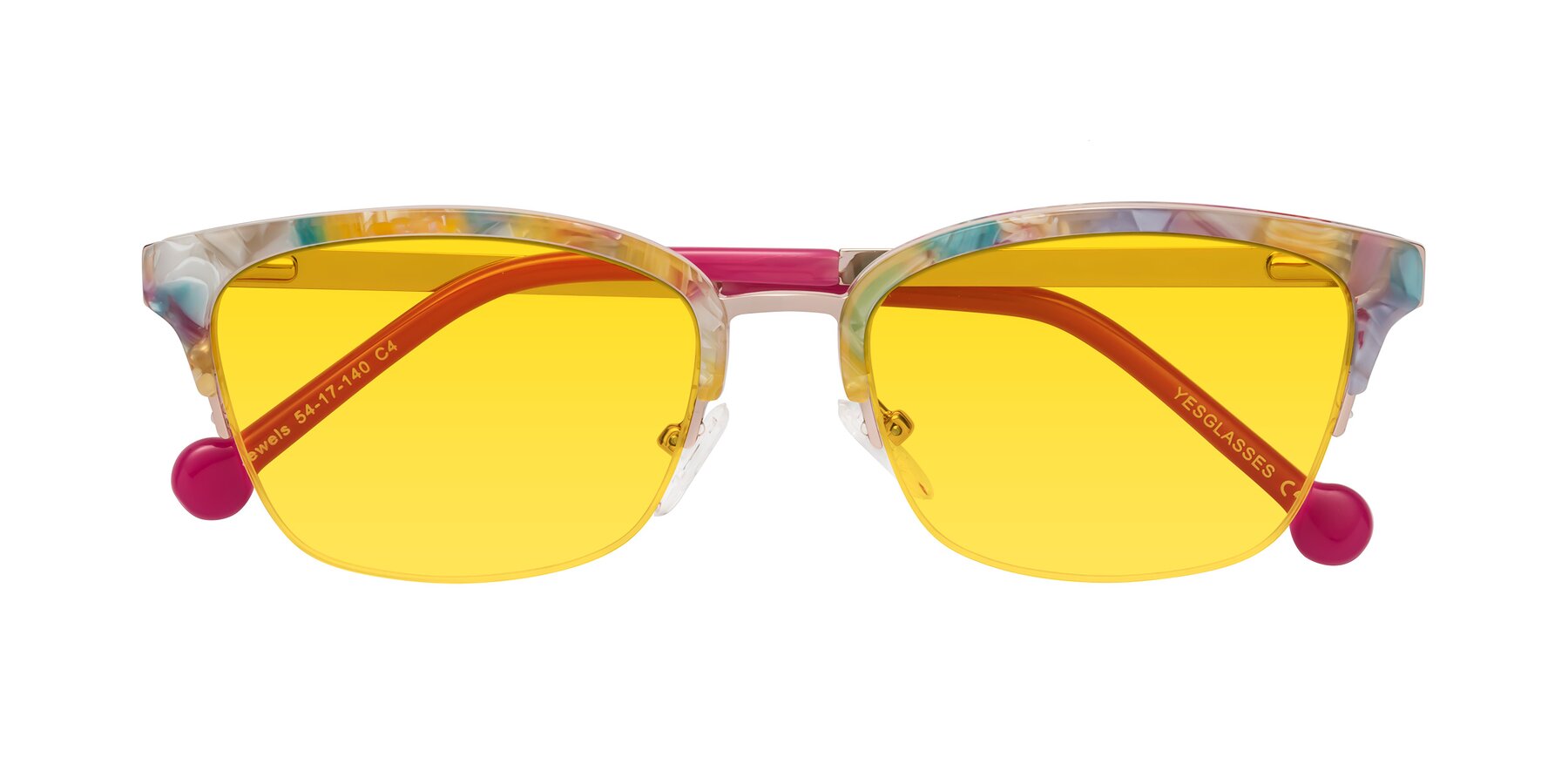 Folded Front of Jewels in Fruit-Rose Gold with Yellow Tinted Lenses