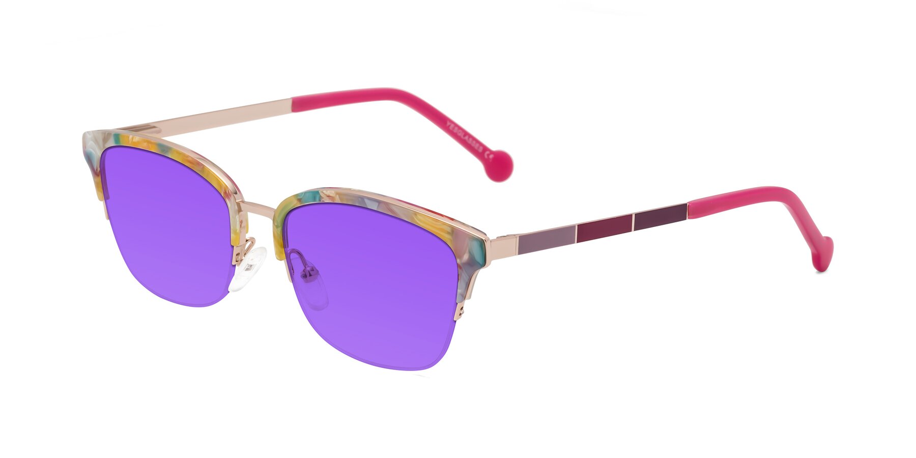 Angle of Jewels in Fruit-Rose Gold with Purple Tinted Lenses