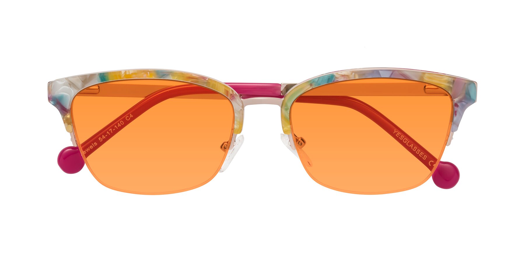 Folded Front of Jewels in Fruit-Rose Gold with Orange Tinted Lenses