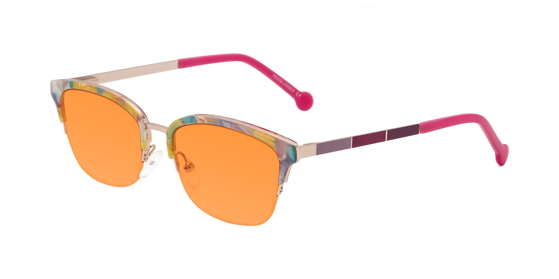 Angle of Jewels in Fruit-Rose Gold with Orange Tinted Lenses