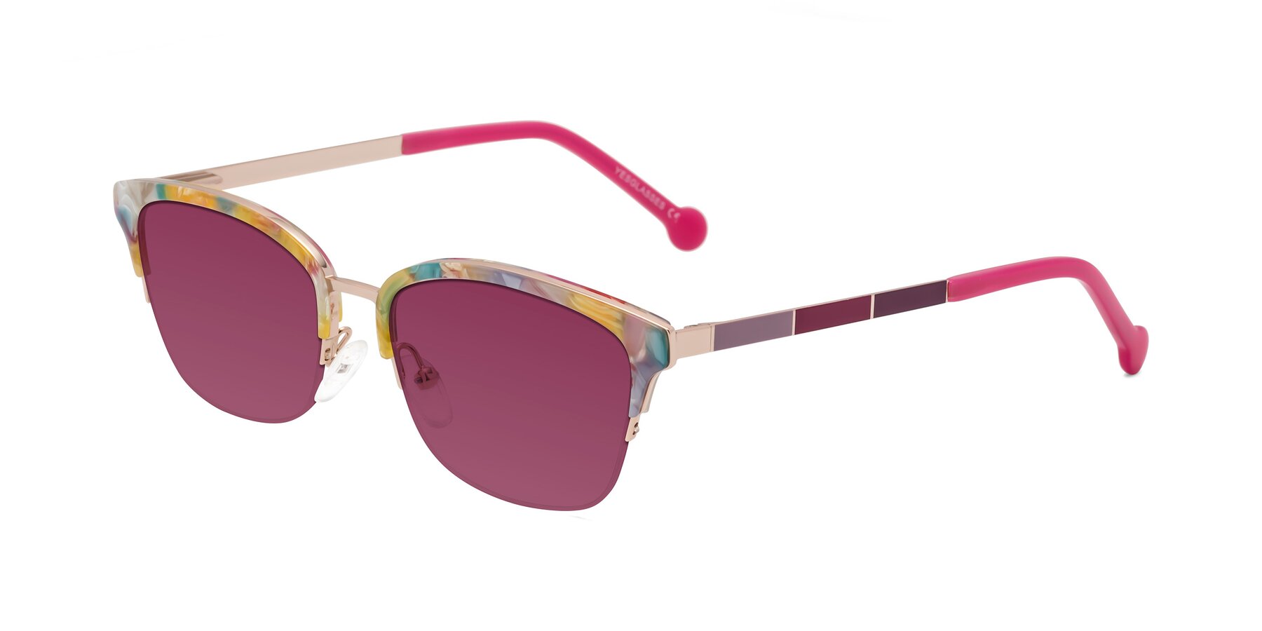 Angle of Jewels in Fruit-Rose Gold with Wine Tinted Lenses