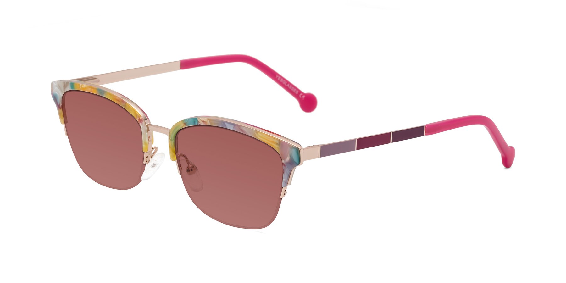 Angle of Jewels in Fruit-Rose Gold with Garnet Tinted Lenses