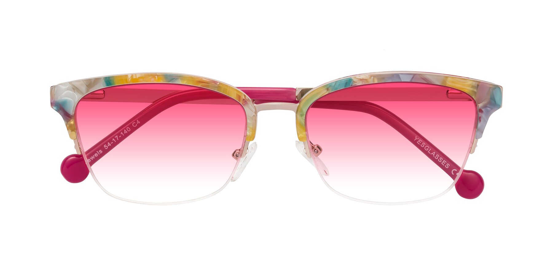 Folded Front of Jewels in Fruit-Rose Gold with Pink Gradient Lenses