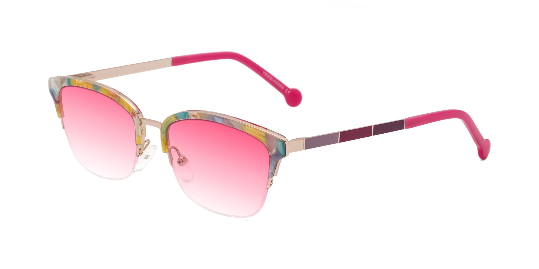 Angle of Jewels in Fruit-Rose Gold with Pink Gradient Lenses