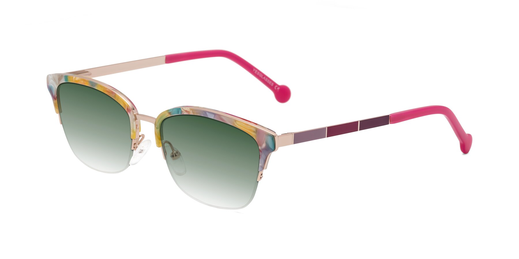 Angle of Jewels in Fruit-Rose Gold with Green Gradient Lenses