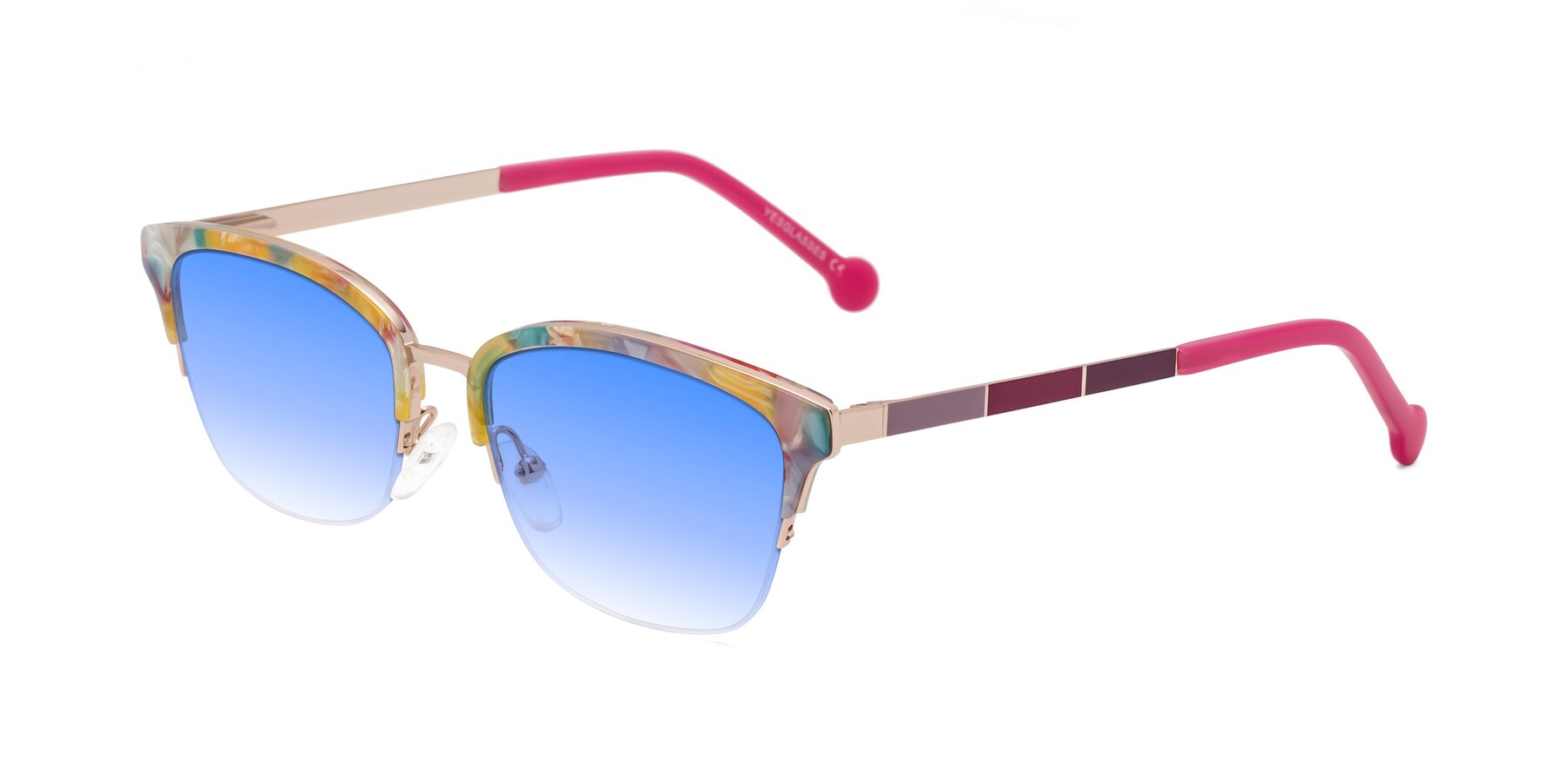 Angle of Jewels in Fruit-Rose Gold with Blue Gradient Lenses