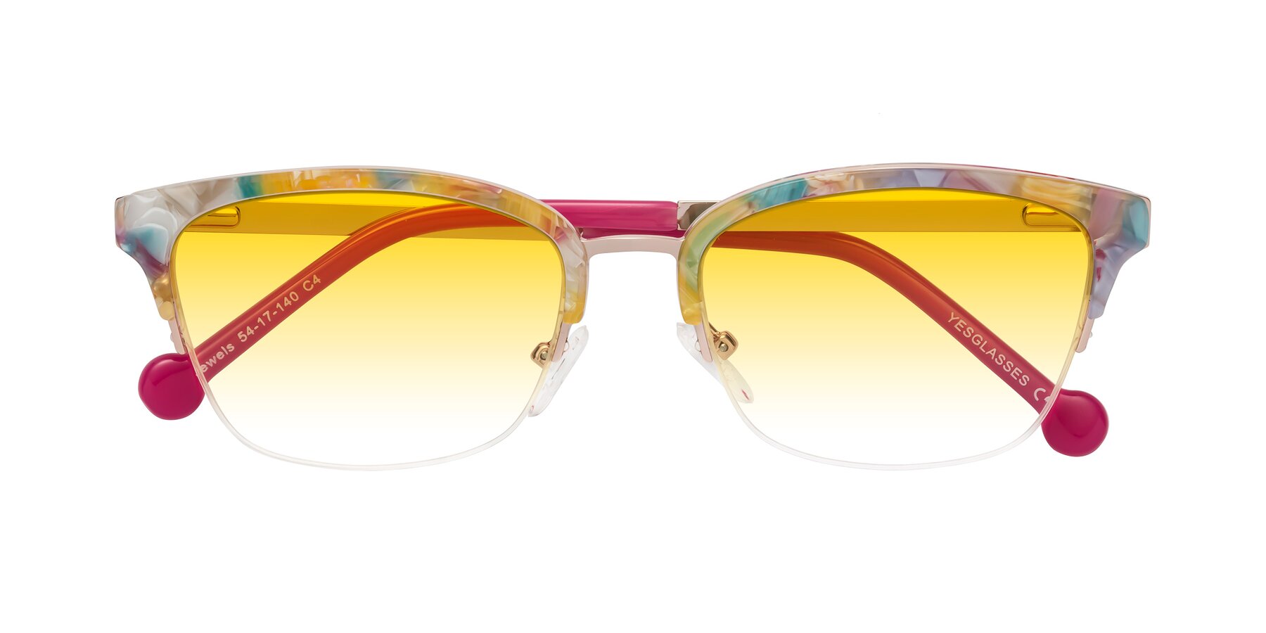 Folded Front of Jewels in Fruit-Rose Gold with Yellow Gradient Lenses