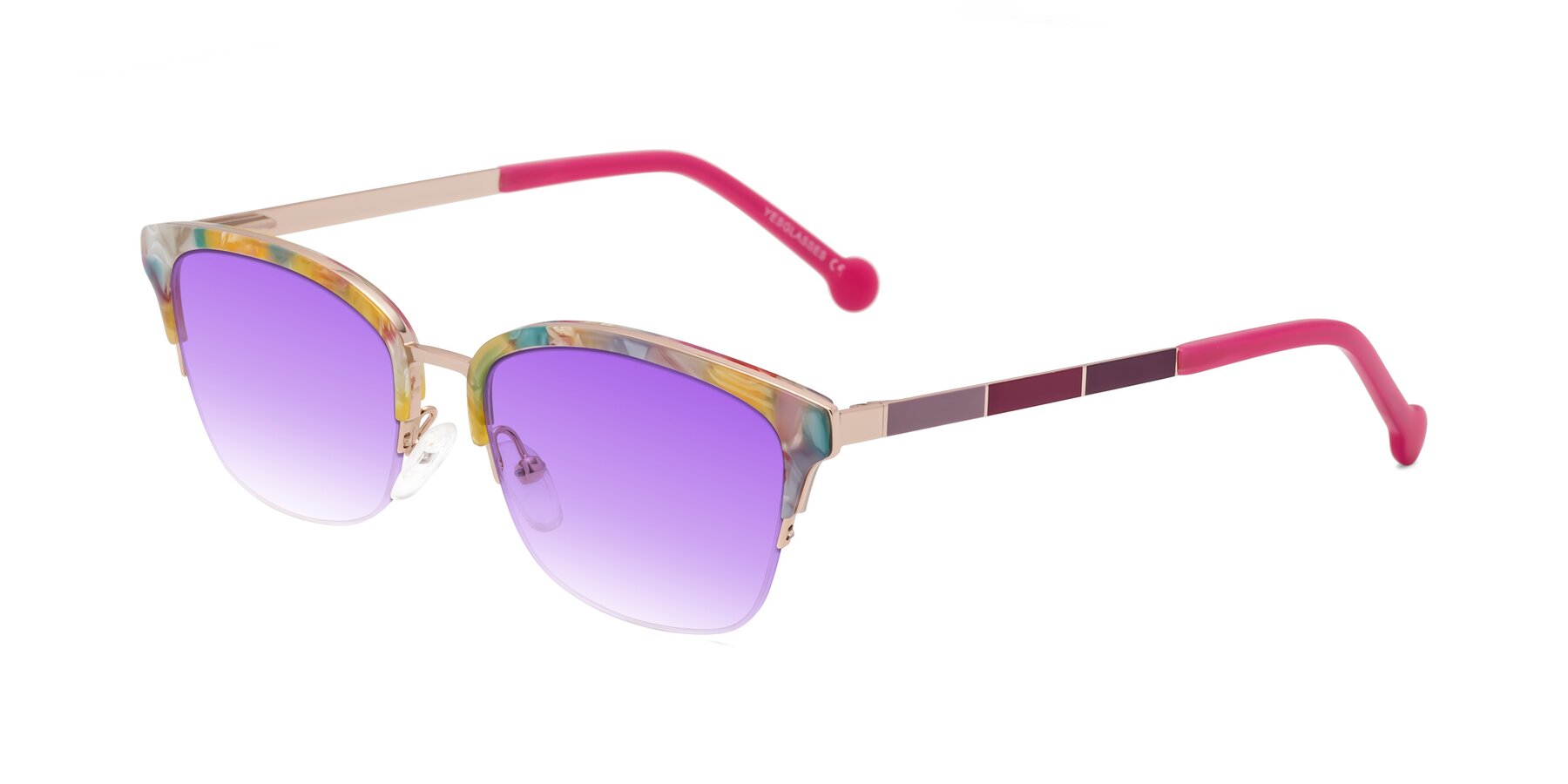 Angle of Jewels in Fruit-Rose Gold with Purple Gradient Lenses