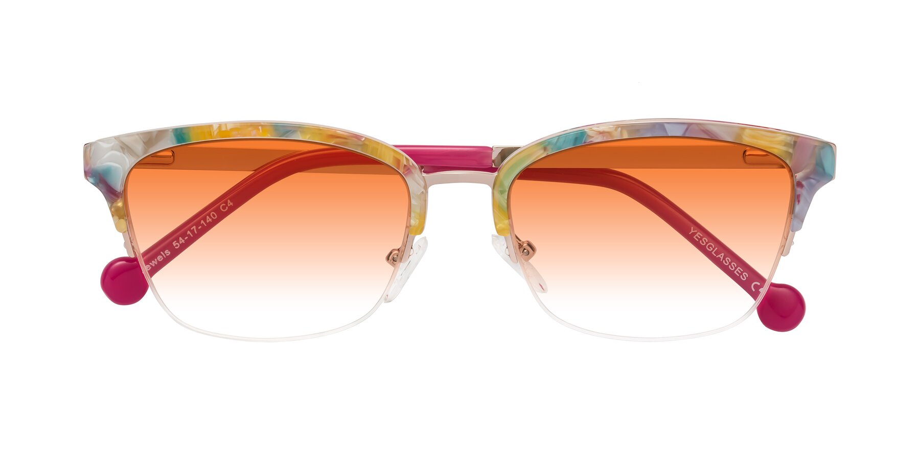 Folded Front of Jewels in Fruit-Rose Gold with Orange Gradient Lenses